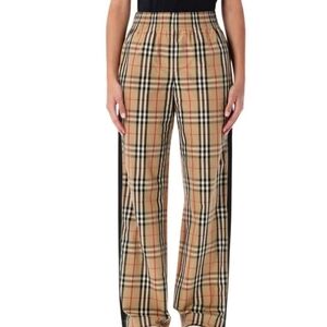 Burberry Women's Wide-Leg Cotton Check Pants